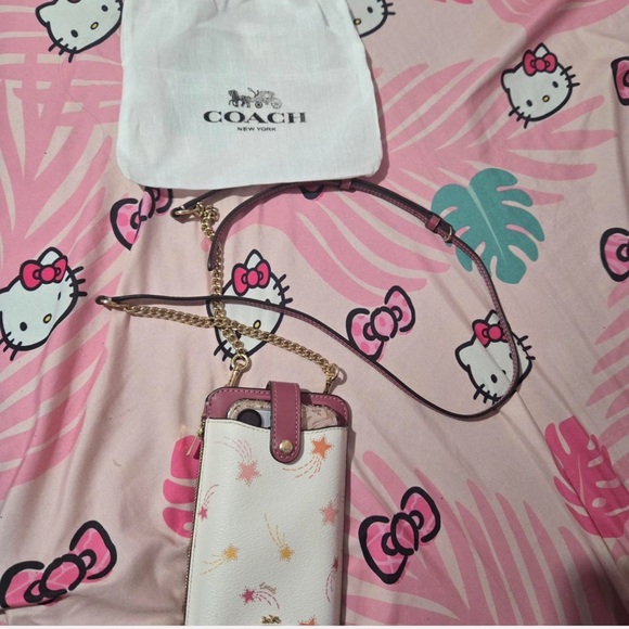 Coach Starry Pink and Cream Phone Holder Crossbody Bag - Picture 7 of 7